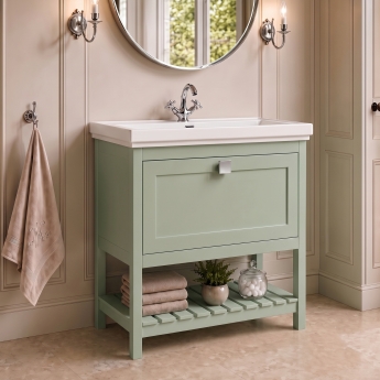 Delphi Homestead 800mm 1-Drawer Floor Standing Traditional Vanity Unit (inc Fireclay Basin) | Product Image