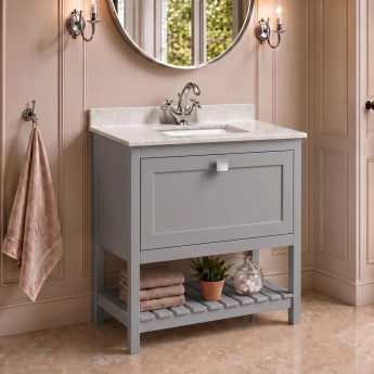Delphi Homestead 800mm 1-Drawer Floor Standing Traditional Vanity Unit (inc Marble Top Basin) | Product Image