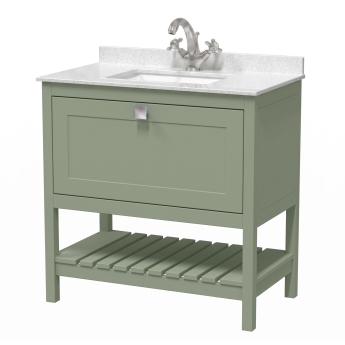 Delphi Homestead 800mm 1-Drawer Floor Standing Traditional Vanity Unit (inc Marble Top Basin) | Product Image