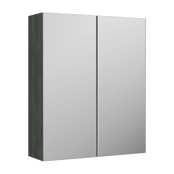 Delphi Horizon Anthracite Woodgrain 600mm 2-Door Mirrored Bathroom Cabinet | Product Image