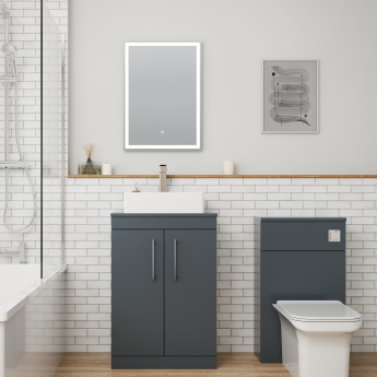 Delphi Horizon Gloss Grey 600mm 2-Door Floor Standing Countertop Vanity Unit | Product Image