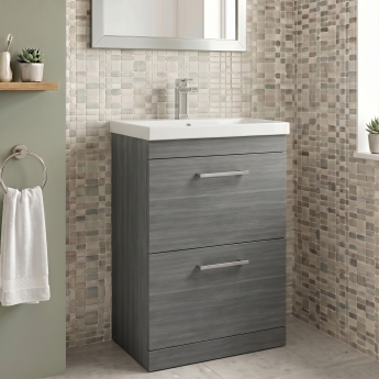 Delphi Horizon 600mm 2-Drawer Floor Standing Vanity Unit (inc Basin) | Product Image