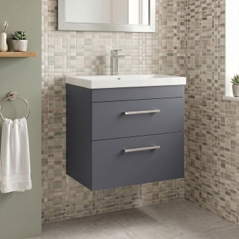 Delphi Horizon 600mm 2-Drawer Wall Hung Vanity Unit (inc Basin) | Product Image