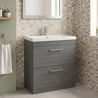 Delphi Horizon 800mm 2-Drawer Floor Standing Vanity Unit (inc Basin) | Product Image