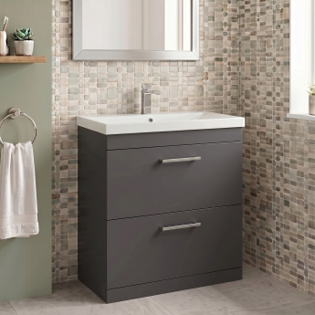 Delphi Horizon 800mm 2-Drawer Floor Standing Vanity Unit (inc Basin) | Product Image