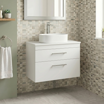 Delphi Horizon 800mm 2-Drawer Wall Hung Countertop Vanity Unit | Product Image
