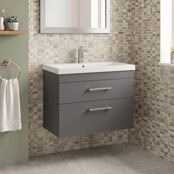 Delphi Horizon 800mm 2-Drawer Wall Hung Vanity Unit (inc Basin) | Product Image