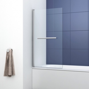 Delphi Inspire Chrome Square Bath Screen with Towel Rail 1400mm H x 800mm W - 6mm Glass