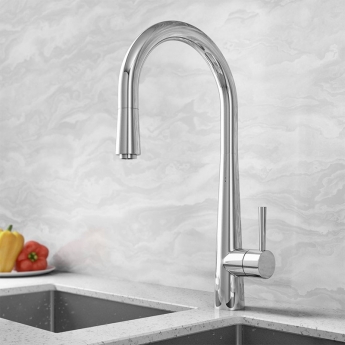 Delphi Jema Kitchen Sink Mixer Tap Pull-Out Spray - Chrome
