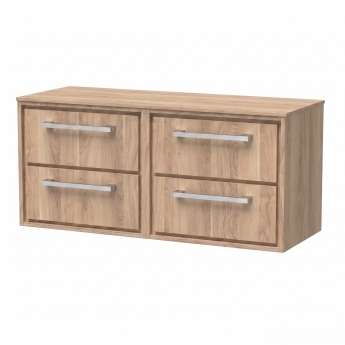 Delphi Lodge Bleached Oak 1200mm 4-Drawer Wall Hung Countertop Vanity Unit | Product Image