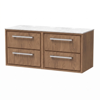 Delphi Lodge 1200mm 4-Drawer Wall Hung White Marble Countertop Vanity Unit | Product Image