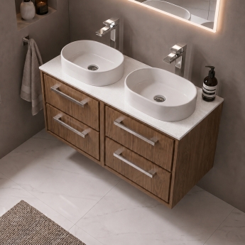 Delphi Lodge 1200mm 4-Drawer Wall Hung White Marble Countertop Vanity Unit | Product Image