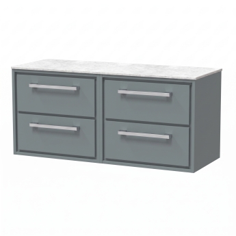 Delphi Lodge 1200mm 4-Drawer Wall Hung White Marble Countertop Vanity Unit | Product Image