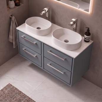 Delphi Lodge 1200mm 4-Drawer Wall Hung White Marble Countertop Vanity Unit | Product Image