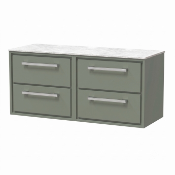 Delphi Lodge 1200mm 4-Drawer Wall Hung White Marble Countertop Vanity Unit | Product Image