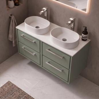 Delphi Lodge 1200mm 4-Drawer Wall Hung White Marble Countertop Vanity Unit | Product Image