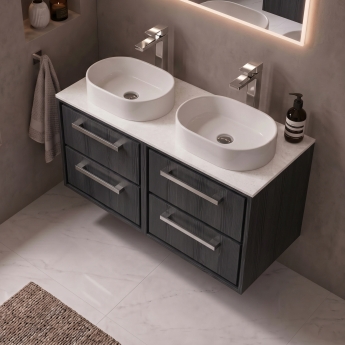 Delphi Lodge 1200mm 4-Drawer Wall Hung White Marble Countertop Vanity Unit | Product Image