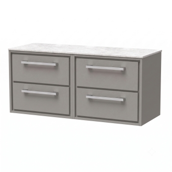 Delphi Lodge 1200mm 4-Drawer Wall Hung White Marble Countertop Vanity Unit | Product Image