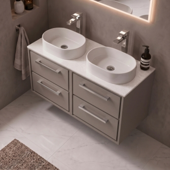Delphi Lodge 1200mm 4-Drawer Wall Hung White Marble Countertop Vanity Unit | Product Image