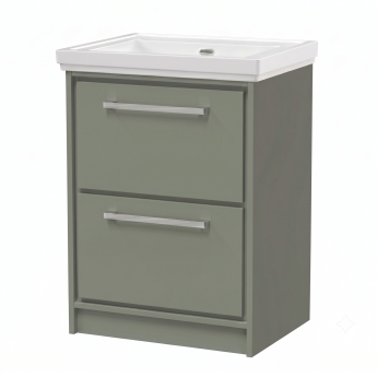 Delphi Lodge Fern Green 600mm 2-Drawer Floor Standing Vanity Unit (inc 0TH Classic Basin) | Product Image