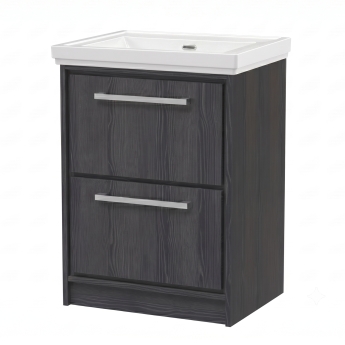 Delphi Lodge Graphite Grey 600mm 2-Drawer Floor Standing Vanity Unit (inc 0TH Classic Basin) | Product Image
