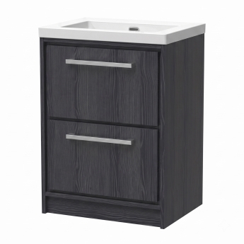 Delphi Lodge Graphite Grey 600mm 2-Drawer Floor Standing Vanity Unit (inc 0TH Modern Basin) | Product Image