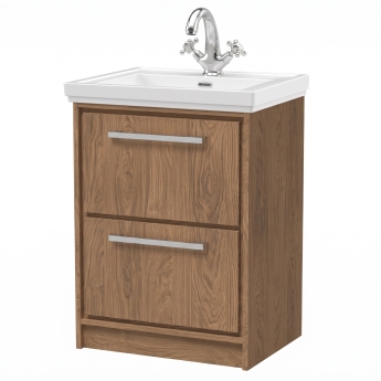 Delphi Lodge 600mm 2-Drawer Floor Standing Vanity Unit (inc Premium Fireclay Basin) | Product Image