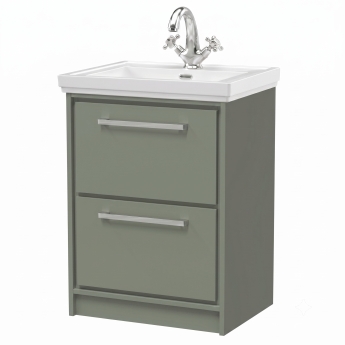 Delphi Lodge 600mm 2-Drawer Floor Standing Vanity Unit (inc Premium Fireclay Basin) | Product Image