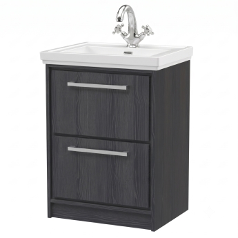 Delphi Lodge 600mm 2-Drawer Floor Standing Vanity Unit (inc Premium Fireclay Basin) | Product Image
