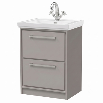 Delphi Lodge 600mm 2-Drawer Floor Standing Vanity Unit (inc Premium Fireclay Basin) | Product Image