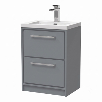 Delphi Lodge Coastal Grey 600mm 2-Drawer Floor Standing Vanity Unit (inc 1TH Modern Basin) | Product Image