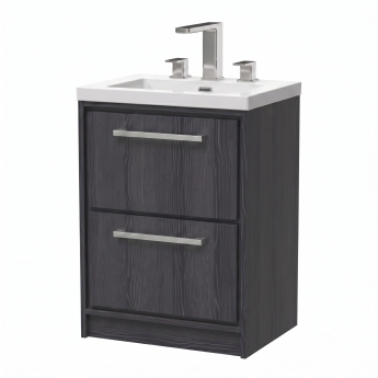 Delphi Lodge Graphite Grey 600mm 2-Drawer Floor Standing Vanity Unit (inc 3TH Modern Basin) | Product Image