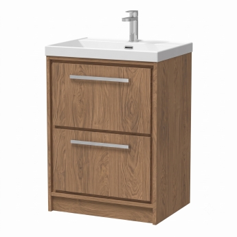 Delphi Lodge 600mm 2-Drawer Floor Standing Vanity Unit (inc Ceramic Basin) | Product Image