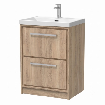 Delphi Lodge 600mm 2-Drawer Floor Standing Vanity Unit (inc Ceramic Basin) | Product Image