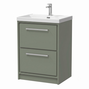 Delphi Lodge 600mm 2-Drawer Floor Standing Vanity Unit (inc Ceramic Basin) | Product Image