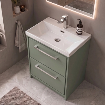 Delphi Lodge 600mm 2-Drawer Floor Standing Vanity Unit (inc Ceramic Basin) | Product Image