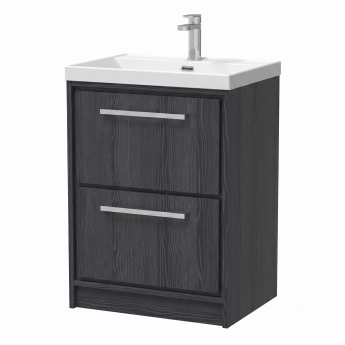 Delphi Lodge 600mm 2-Drawer Floor Standing Vanity Unit (inc Ceramic Basin) | Product Image