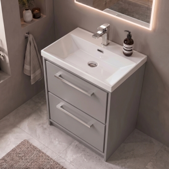 Delphi Lodge 600mm 2-Drawer Floor Standing Vanity Unit (inc Ceramic Basin) | Product Image