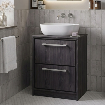 Delphi Lodge 600mm 2-Drawer Floor Standing Countertop Vanity Unit | Product Image