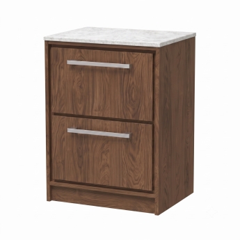 Delphi Lodge 600mm 2-Drawer Floor Standing White Marble Countertop Vanity Unit | Product Image