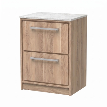 Delphi Lodge 600mm 2-Drawer Floor Standing White Marble Countertop Vanity Unit | Product Image