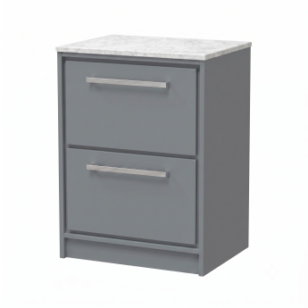 Delphi Lodge 600mm 2-Drawer Floor Standing White Marble Countertop Vanity Unit | Product Image