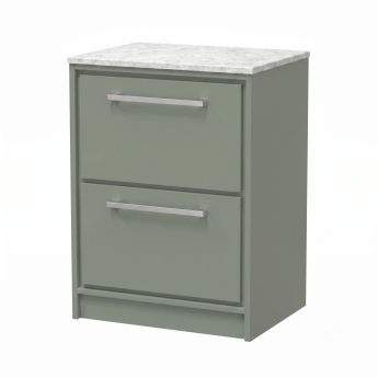 Delphi Lodge 600mm 2-Drawer Floor Standing White Marble Countertop Vanity Unit | Product Image