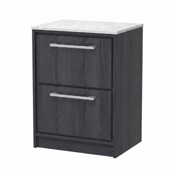 Delphi Lodge 600mm 2-Drawer Floor Standing White Marble Countertop Vanity Unit | Product Image