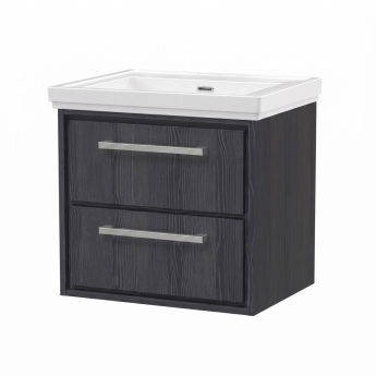Delphi Lodge Graphite Grey 600mm 2-Drawer Wall Hung Vanity Unit (inc 0TH Classic Basin) | Product Image