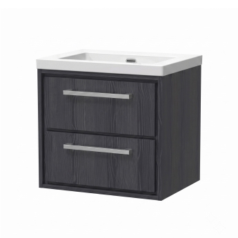 Delphi Lodge Graphite Grey 600mm 2-Drawer Wall Hung Vanity Unit (inc 0TH Modern Basin) | Product Image