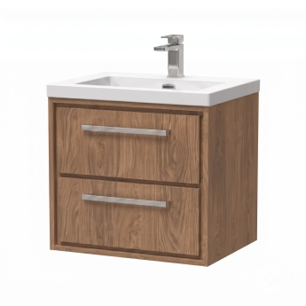 Delphi Lodge 600mm 2-Drawer Wall Hung Vanity Unit (inc Premium Fireclay Basin) | Product Image