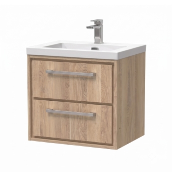 Delphi Lodge 600mm 2-Drawer Wall Hung Vanity Unit (inc Premium Fireclay Basin) | Product Image