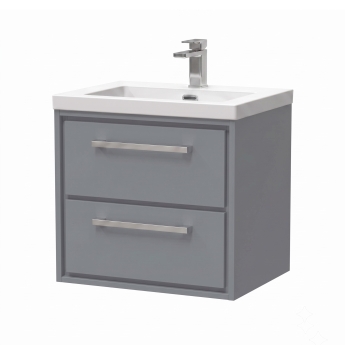 Delphi Lodge 600mm 2-Drawer Wall Hung Vanity Unit (inc Premium Fireclay Basin) | Product Image