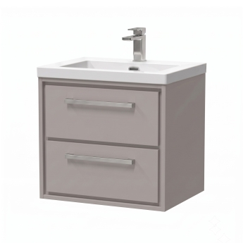 Delphi Lodge 600mm 2-Drawer Wall Hung Vanity Unit (inc Premium Fireclay Basin) | Product Image